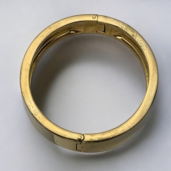 J.Crew Gold-Tone Hinged Chunky Bangle Bracelet Cuff OS Minimalist Jewelry - Picture 6 of 8